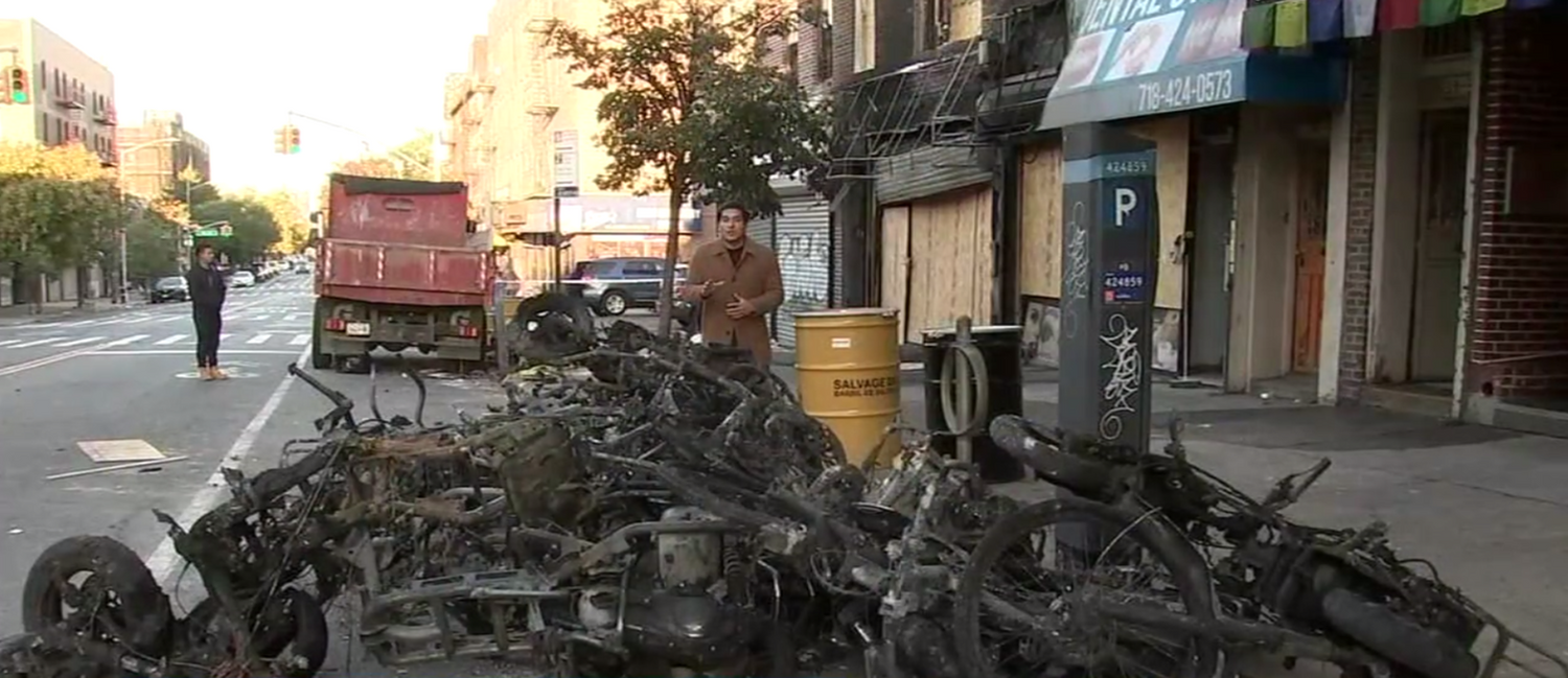 Fire in an electric bike shop, in New York, on 20/10