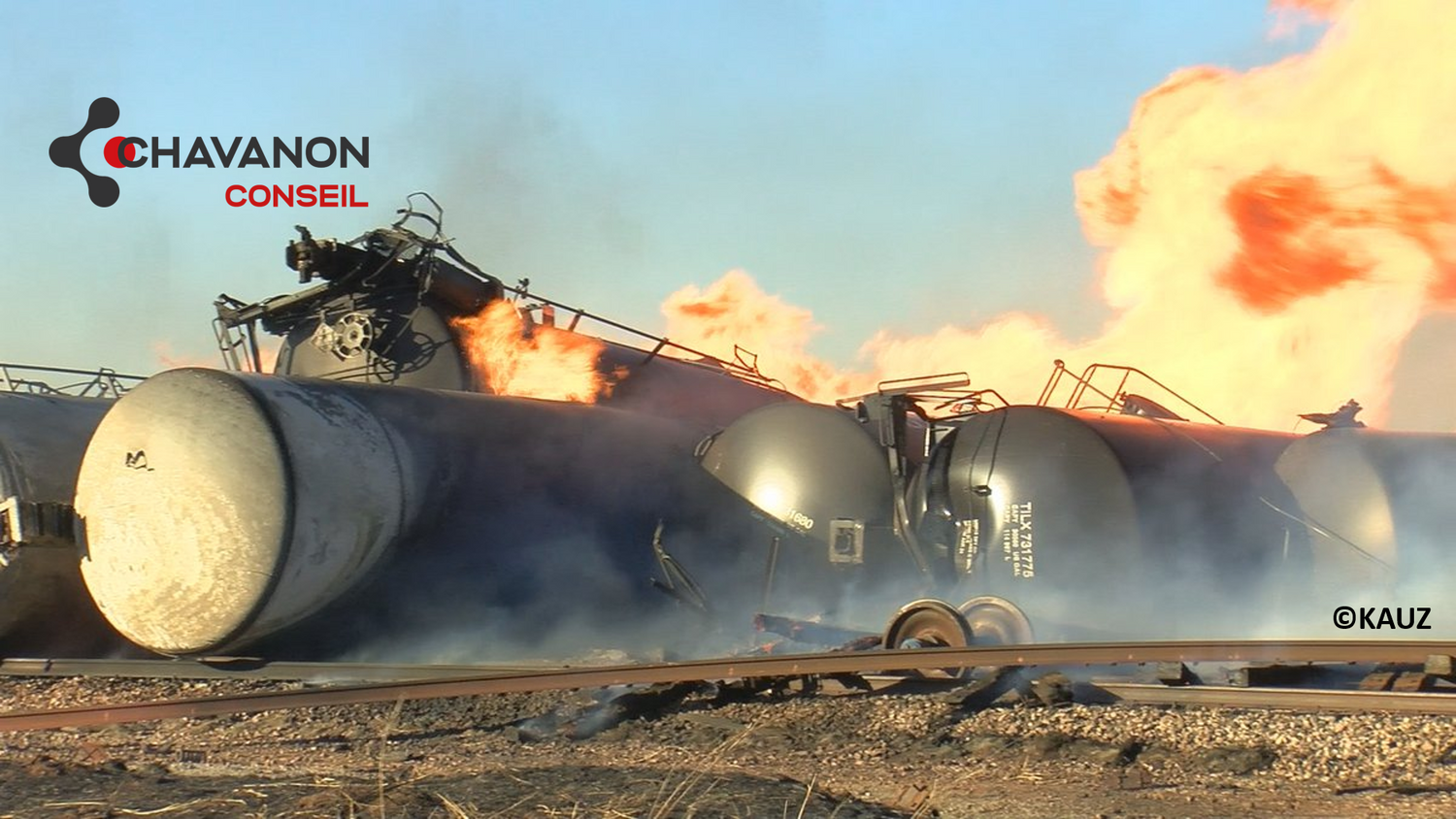 Incendie de 25 wagons d'éthanol dans le Texas, suite au déraillement d'un train de fret, le 09/01/2022