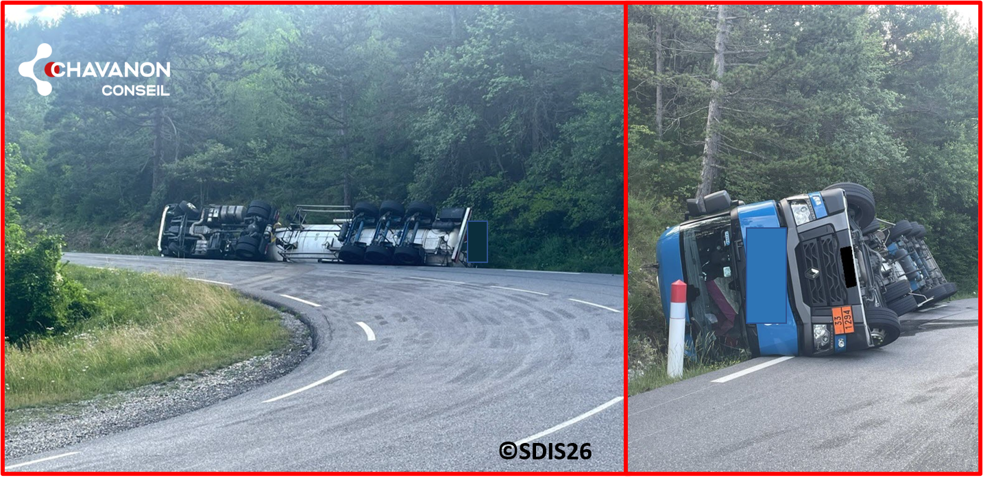 Transport de toluène : Renversement d'une semi-remorque au col de Cabre, entre la Drôme et les Hautes Alpes